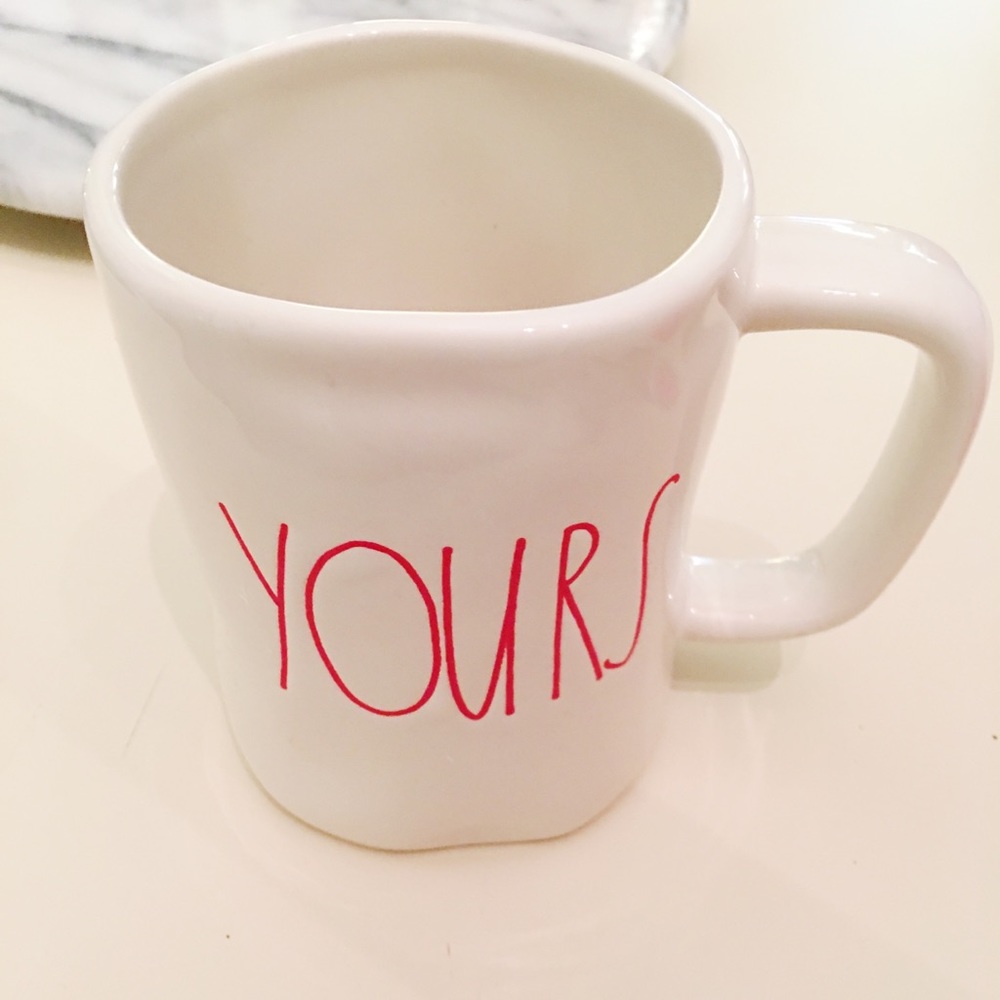 RAE DUNN white ceramic YOURS red letter mug